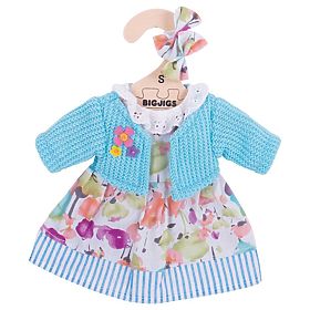 Bigjigs Toys Türkiz ruha pulóverrel 28 cm-es babához, Bigjigs Toys
