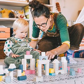 Bigjigs Toys Vödör 50 darabos építőkockával