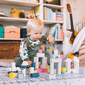 Bigjigs Toys Vödör 50 darabos építőkockával