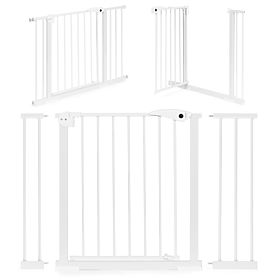 Biztonsági korlát 74-105 cm lépcsőkhöz és ajtókhoz acél kiegészítő panelekkel fehér ECOTOYS