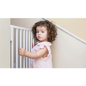 Biztonsági korlát 74-105 cm lépcsőkhöz és ajtókhoz acél kiegészítő panelekkel fehér ECOTOYS