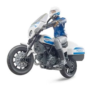 Bruder BWORLD Ducati Scrambler rendőrmotoros motoros figurával, Bruder