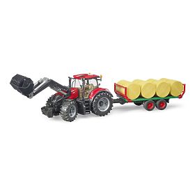 Bruder Case IH Optum 300 CVX traktor homlokrakodóval és bálaszállítóval, Bruder