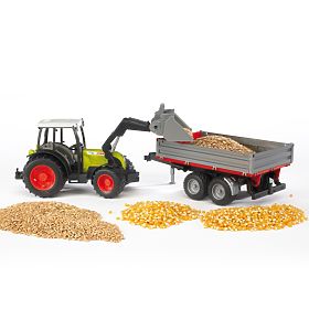 Bruder CLAAS Nectis 267F traktor rakodóval és pótkocsival, Bruder