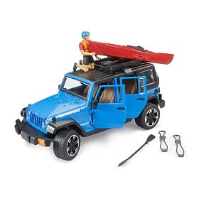 Bruder Jeep Wrangler Rubicon kajakkal és figurával 1:16