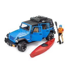 Bruder Jeep Wrangler Rubicon kajakkal és figurával 1:16