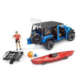Bruder Jeep Wrangler Rubicon kajakkal és figurával 1:16