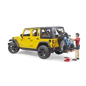 Bruder Jeep Wrangler Rubicon kerékpárossal és biciklivel