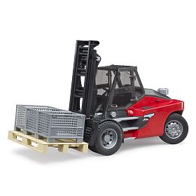 Bruder Linde HT160D targonca raklappal és 3 dobozzal