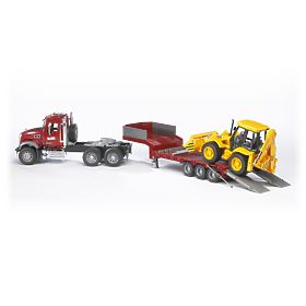 Bruder MACK Granit teherautó pótkocsival és JCB traktorral