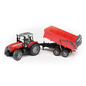 Bruder MASSEY FERGUSON traktor billenős pótkocsival piros