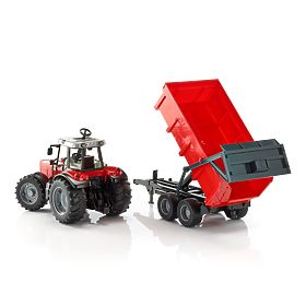 Bruder MASSEY FERGUSON traktor billenős pótkocsival piros