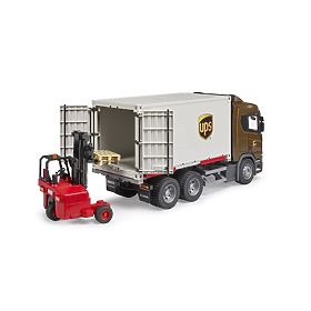 Bruder Scania UPS logisztikai teherautó targoncával, Bruder