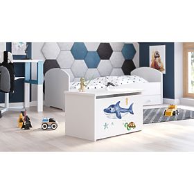 Daria fehér játékláda cápamintával