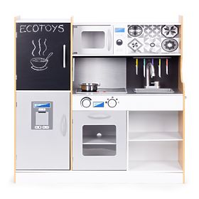 Gyermek konyha hanggal és LED táblával, krétás, fém kiegészítők MDF +3 év ECOTOYS, EcoToys