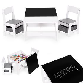 Gyermek bútor szett asztal + 2 szék táblával ECOTOYS, EcoToys