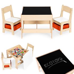 Gyerek bútor szett asztal + 2 szék táblával ECOTOYS