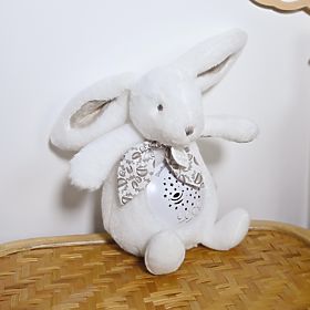 Doudou Zenélő doboz vetítéssel - Fehér nyuszi