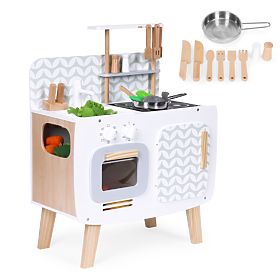 Fa gyermek konyha retro sütő égők mosogató konyhai kiegészítők ECOTOYS, EcoToys