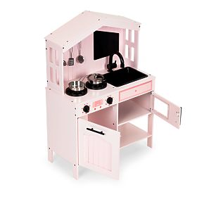 Fa konyha gyerekeknek sütővel, főzőlapokkal, mikrohullámú sütővel és kiegészítőkkel - ECOTOYS, EcoToys