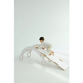 Fa Montessori fa hintaszék csúszdával/létrával L - fehér