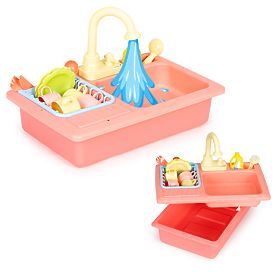 Vízfeltöltős mosogató csappal, 12 kiegészítővel, gyerekjáték, MULTISTORE