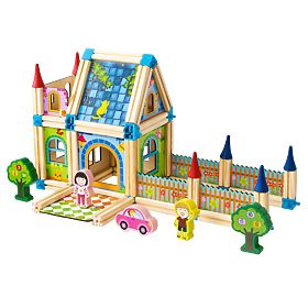Fa építő kockák házépítéshez 6 az 1-ben ECOTOYS