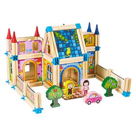 Fa építő kockák házépítéshez 6 az 1-ben ECOTOYS