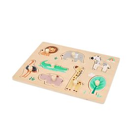Fa fogantyús puzzle Safari