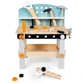 Fa gyerek műhely, munkapad szerszámokkal, 38 elemes ECOTOYS