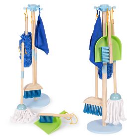 Fa gyermek takarítókészlet mop seprűvel és lapáttal, 7 elemes ECOTOYS