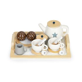 Fa játéktea készlet teáskanna csészékkel, 17 darabos ECOTOYS, EcoToys