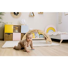 Fa Montessori fa hinta - természetes színű, színes lécekkel, Ourbaby®