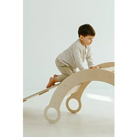 Fa Montessori fa hintaszék csúszdával/létrával M - természetes