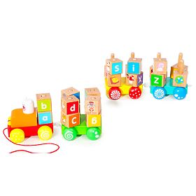 Fa vonat nagy oktatási kockákkal ábécé ECOTOYS