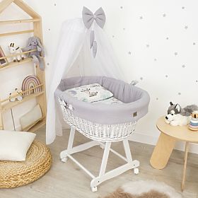 Fehér fonott babaágy felszereléssel - Sün, Ourbaby®
