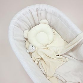 Fehér fonott Teddy babaágy - ecru színű felszerelés, TOLO