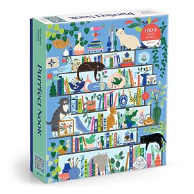 Galison Puzzle Macskás Könyvtár 1000 darabos, Galison