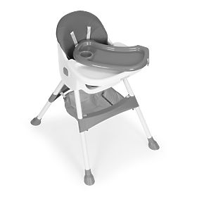 Gyerek etetőszék tálcával, kosárral, 5 pontos övekkel, szürke ECOTOYS
