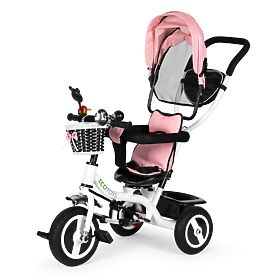 Háromkerekű kerékpár forgatható csúcs tartós gumi kerekek rózsaszín ECOTOYS