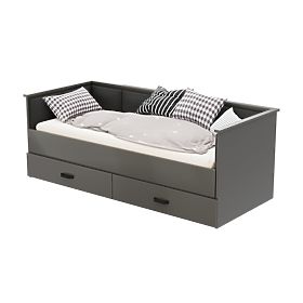 HELIOS kihúzható ágy kárpitozott grafit panelekkel 200x80/200x160