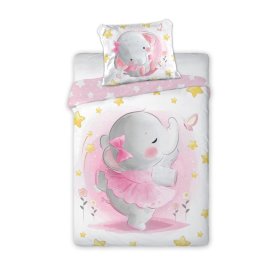 Gyermek ágynemű 135x100 + 60x40 cm Pink elefánt, Faro