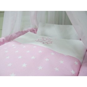 vesszőfonás gyermekágy  felszerelés  baba - rózsaszín csillagok, BabyWorld