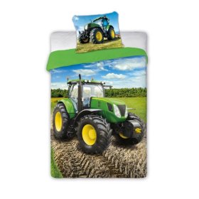 Gyermek ágynemű 140x200 cm + 70x90 cm Zöld traktor, Faro