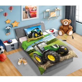 Gyermek ágynemű 140x200 cm + 70x90 cm Zöld traktor, Faro