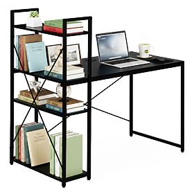 Iskolai számítógépasztal 120x60 cm polccal és 3 fekete polccal ModernHome, MODERNHOME