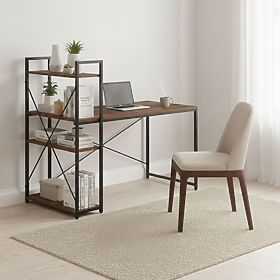 Iskolai számítógépasztal 120x60 cm polccal és 3 tárolóval sötét dió loft ModernHome, MODERNHOME