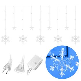 Karácsonyi világítási függöny 138LED hópelyhek és csillagok fényfüzérek, MULTISTORE