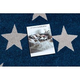 Kerek szőnyeg SKETCH - FA68 Marokkói lóhere, Rács, kék-fehér - Csillagok, F.H.Kabis