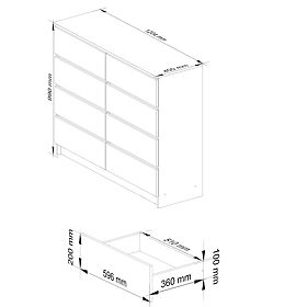 KOMÓD K 120 cm 8 FIÓK PK SONOMA TÖLGY
